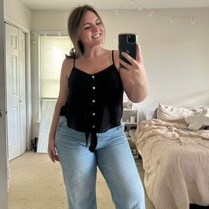 Forever 21 Black Button-Up Women's Top